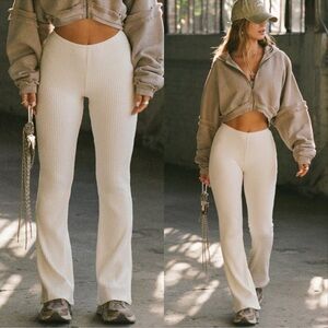 Joah Brown Fitted Mini Flare Pant Natural Luxe Knit